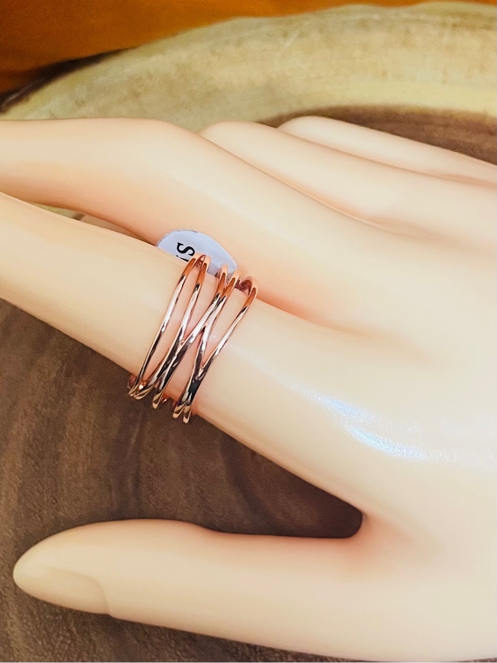 Rose Gold Filled Cage Ring Stacked Band Statement Ring NWT